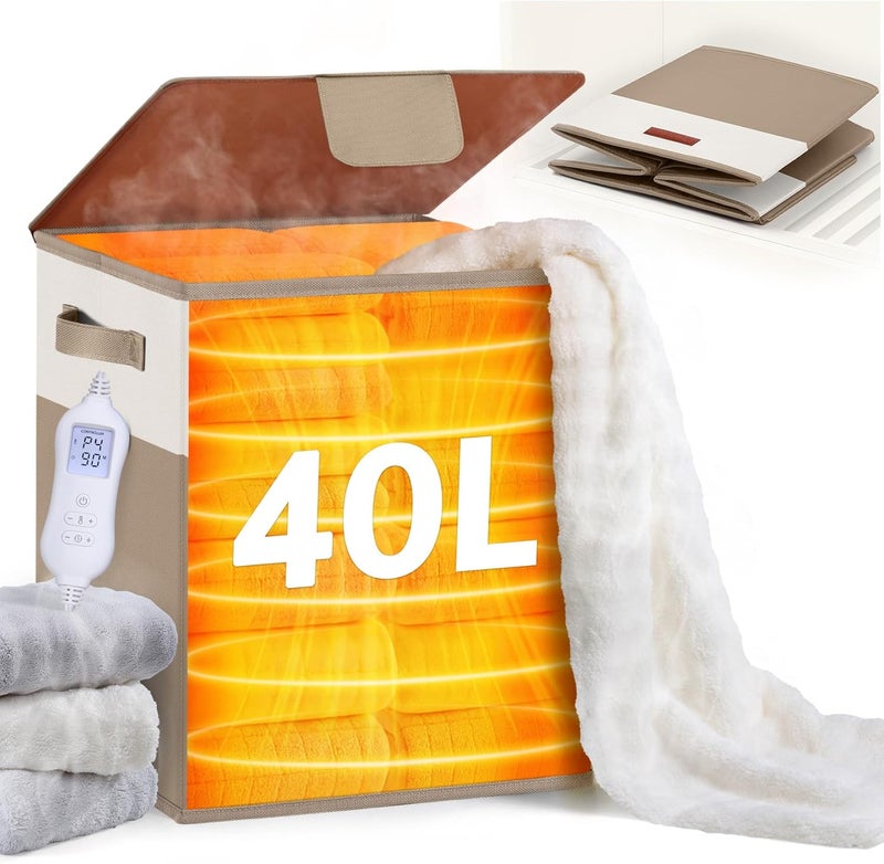 Leroci Foldable Towel Warmer 40L Large Capacity for Oversized Towels, Robes & Blankets, Fast Heating with 4 Modes, Auto Shut-Off, Gift Box - Image 1